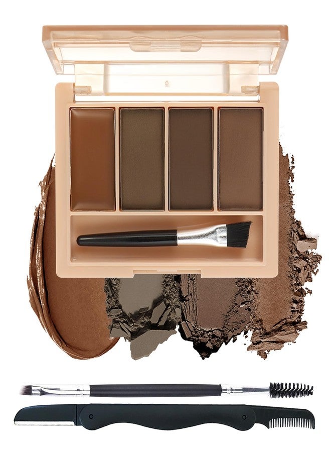 LYSdefeu Eyebrow Powder Brow Cream Makeup Kit,4 Colors Waterproof Long-Lasting Eye Brow Powder, Light Medium Dark Brown Eyebrow Filler Contour Palette,Sculpt Full Makeup Gift Set for Women with Brush Razor-01 - Image 1